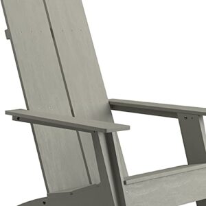 Flash Furniture Sawyer Modern 2-Slat Back Adirondack Chair - Gray All-Weather Poly Resin Lounge Chair