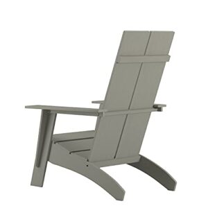 Flash Furniture Sawyer Modern 2-Slat Back Adirondack Chair - Gray All-Weather Poly Resin Lounge Chair