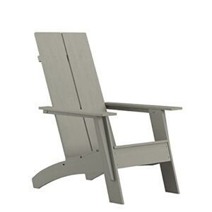 Flash Furniture Sawyer Modern 2-Slat Back Adirondack Chair - Gray All-Weather Poly Resin Lounge Chair