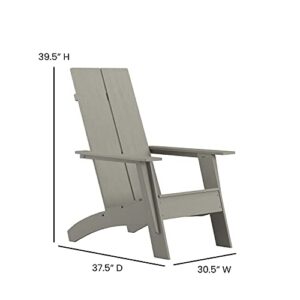 Flash Furniture Sawyer Modern 2-Slat Back Adirondack Chair - Gray All-Weather Poly Resin Lounge Chair