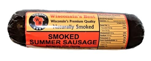 WISCONSIN CHEESE COMPANY'S - Specialty Cheese Block Sampler & Sausage Gift Box - 5-4oz. Cheese Blocks: Smoked Cheddar Cheese, Gouda Cheese, Swiss Cheese, Cheddar Salami Cheese, Tomato Basil Cheddar Cheese & 1-12oz. Original Summer Sausage. The Perfect Che