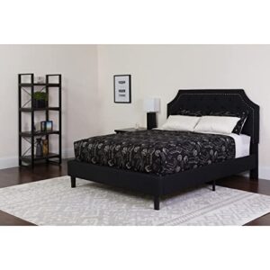flash furniture brighton queen size tufted upholstered platform bed in black fabric with memory foam mattress