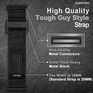 EOMTAM Width 30MM Men Soft Nylon Strap for Apple Watch Band Ultra 49mm 45mm 44mm 42mm 41mm 40mm 38mm, Rugged Sport Woven Adjustable Wristband for iWatch Series 8 SE 7 6 5 4 3(BlackUSA Flag,44)