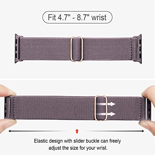 Stretchy Nylon Solo Loop Bands Compatible with Apple Watch 38mm 40mm 41mm, Adjustable Braided Sport Elastic Wristbands Women Men Straps for iWatch Series Ultra/8/7/6/5/4/3/2/1/SE, 4 Packs