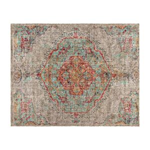 flash furniture katherine vintage distressed medallion area rug – 8′ x 10′ – gray multi – polyester