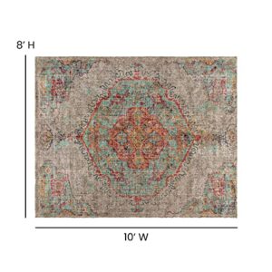 Flash Furniture Katherine Vintage Distressed Medallion Area Rug - 8' x 10' - Gray Multi - Polyester