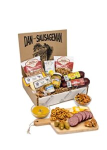 dan the sausageman’s sounder gourmet gift box -featuring smoked summer sausage and wisconsin cheeses retirement, tenant, contractor appreciation basket