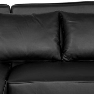 Flash Furniture Back Bay Upholstered Accent Pillow Back Sectional with Left Side Facing Chaise in Black LeatherSoft