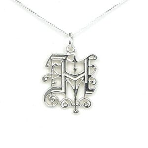 initial letter” h” solid sterling silver monogram necklace – story card, gift boxed – handcrafted in usa