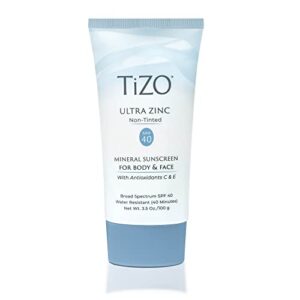 tizo ultra zinc body & face sunscreen non-tinted spf 40, 3.5 oz