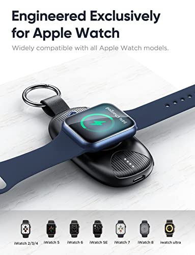 Portable Charger for Apple Watch, 1000mAh Magnetic Keychain Wireless Power Bank Watch Charger for iWatch with 4 LED Indicators, Apple Watch Accessories Compatible for All Apple Watch Series