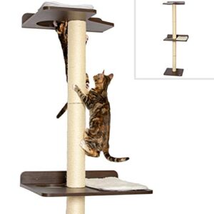 petfusion ultimate cat climbing tower & activity tree. (24 x 20.8 x 76.8 inches (lwh) tall sisal scratching posts, modern wall mounted cat furniture, espresso finish). 1 year manufacturer warranty