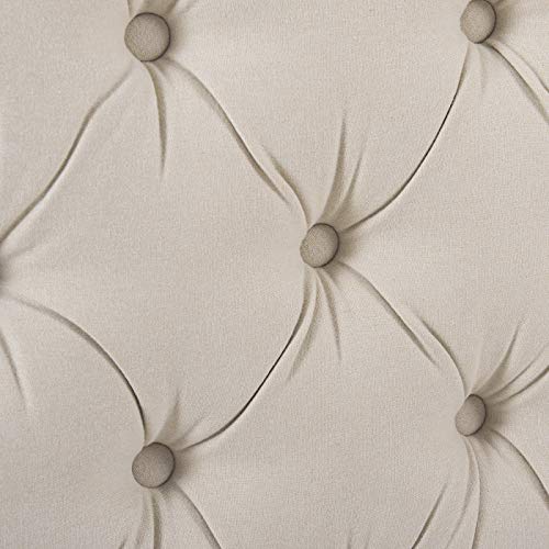 Jennifer Taylor Home Anastasia Upholstered Shelter Headboard Bed Set, King, Sky Neutral Beige Polyester