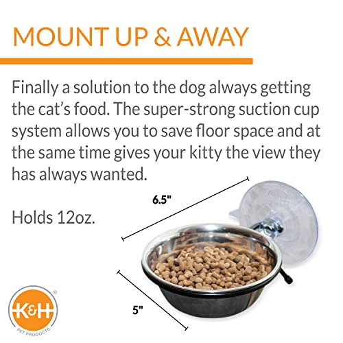 K&H Pet Products EZ Mount Window Kitty Sill Cat Window Perch Cat Hammock + EZ Mount Up and Away Kitty Diner Cat Food Bowl Bundle