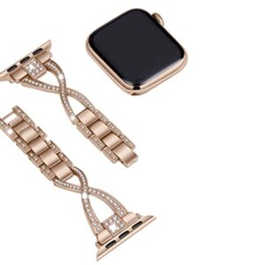 JFdragon for Apple Watch Band 38mm 40mm 41mm Women Series 8 7 6 5 4 3 2 1 SE iwatch Bands Bling Metal Bracelet Fancy Cute Dressy Strap Rose Gold