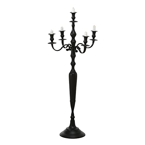 WHW Whole House Worlds Hamptons Five Candle Candelabra, Rustic Black Finish, Centerpiece, Hand Crafted of Cast Aluminum Nickel, Tall, Over 3 FT High, (41.25 Inches)