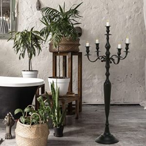 WHW Whole House Worlds Hamptons Five Candle Candelabra, Rustic Black Finish, Centerpiece, Hand Crafted of Cast Aluminum Nickel, Tall, Over 3 FT High, (41.25 Inches)