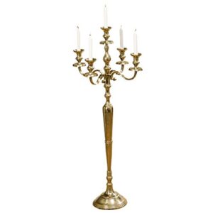 whw whole house worlds hamptons tall five candle golden candelabra, hand crafted of brilliant gold aluminum nickel, 4 ft high (47.25 inches)