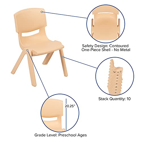 Flash Furniture 23.625"W x 47.25"L Rectangular Natural Plastic Height Adjustable Activity Table Set with 6 Chairs