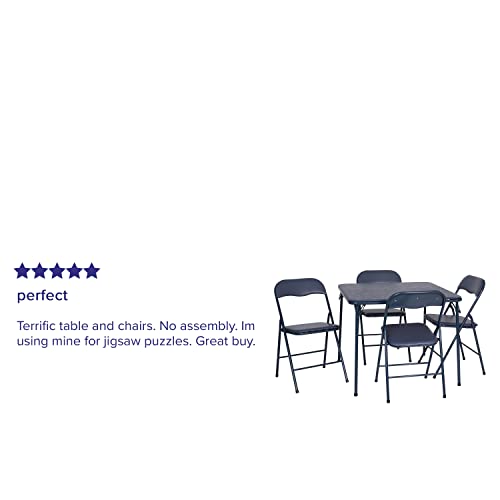 Flash Furniture 5 Piece Navy Folding Card Table and Chair Set