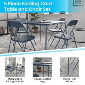 Flash Furniture 5 Piece Navy Folding Card Table and Chair Set