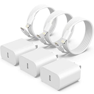 [apple mfi certified] 3 pack iphone 14 13 fast charger, 20w pd usb c wall charger adapter with 3 pack 6ft type c to lightning cable compatible with iphone 14/13 pro/13/12/12 mini/12 pro max/11 pro max