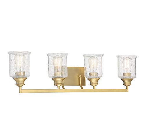 Savoy House 8-1972-4-322 Hampton Warm Brass 4-Light Bathroom Vanity Light (32" W x 9" H)