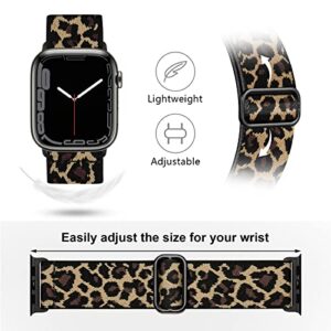 4 Pack Stretchy Solo Loop Bands Compatible for Apple Watch 38mm 40mm 41mm 42mm 44mm 45mm, Adjustable Nylon Elastic Braided Women Men Straps for iWatch Series 8/7/6/SE/5/4 3/2/1(38MM,Leopard)