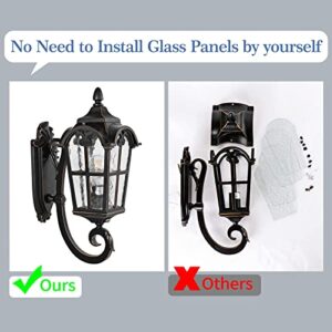 PARTPHONER Dusk to Dawn Outdoor Light Fixtures Black Roman, Waterproof Outside Porch Light Wall Sconce Lighting, Exterior Wall Lantern with Water Glass for Garage, Porch, Doorway