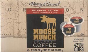 moose munch gourmet coffee | pumpkin pecan, medium roast 42 single serve cups