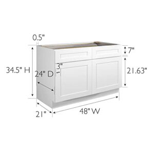 Design House Brookings 48-Inch Base Cabinet, White Shaker