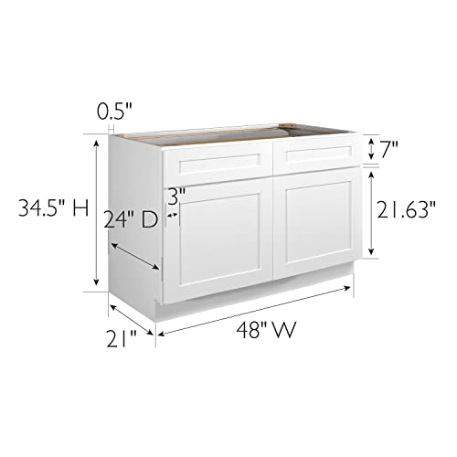 Design House Brookings 48-Inch Base Cabinet, White Shaker