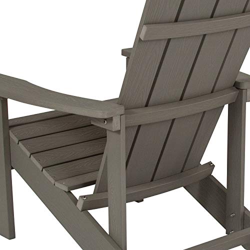 Flash Furniture Charlestown Poly Resin Adirondack Chair - Gray - All Weather - Indoor/Outdoor - Set of 4