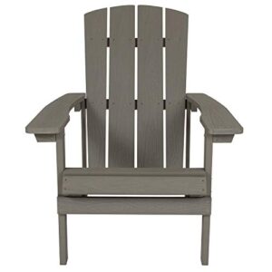 Flash Furniture Charlestown Poly Resin Adirondack Chair - Gray - All Weather - Indoor/Outdoor - Set of 4