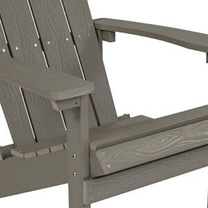 Flash Furniture Charlestown Poly Resin Adirondack Chair - Gray - All Weather - Indoor/Outdoor - Set of 4