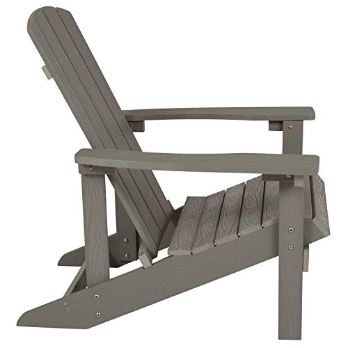 Flash Furniture Charlestown Poly Resin Adirondack Chair - Gray - All Weather - Indoor/Outdoor - Set of 4