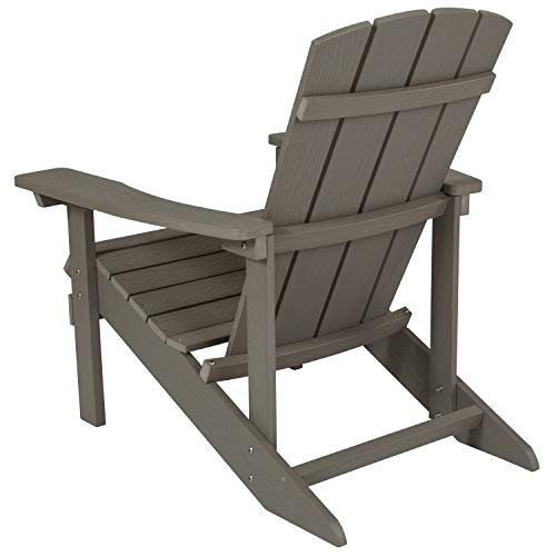 Flash Furniture Charlestown Poly Resin Adirondack Chair - Gray - All Weather - Indoor/Outdoor - Set of 4