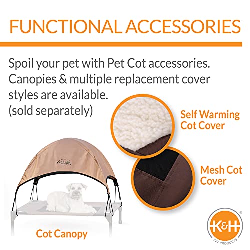 K&H Pet Products Cooling Elevated Dog Bed Outdoor Raised Dog Bed with Washable Breathable Mesh, Dog Cot Bed No-Slip Rubber Feet, Portable Dog Cot Indoor Outdoor Dog Bed, Medium Chocolate/Black Mesh