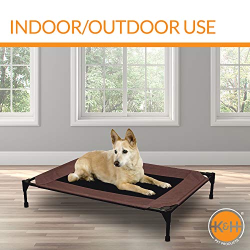 K&H Pet Products Cooling Elevated Dog Bed Outdoor Raised Dog Bed with Washable Breathable Mesh, Dog Cot Bed No-Slip Rubber Feet, Portable Dog Cot Indoor Outdoor Dog Bed, Medium Chocolate/Black Mesh