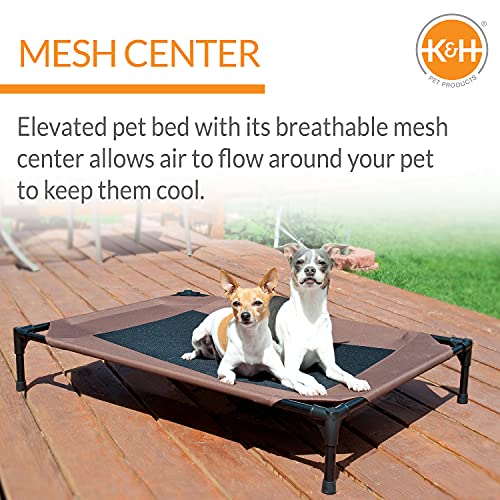 K&H Pet Products Cooling Elevated Dog Bed Outdoor Raised Dog Bed with Washable Breathable Mesh, Dog Cot Bed No-Slip Rubber Feet, Portable Dog Cot Indoor Outdoor Dog Bed, Medium Chocolate/Black Mesh