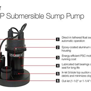 Everbilt 1/3 HP Aluminum Submersible Sump Pump with Tether