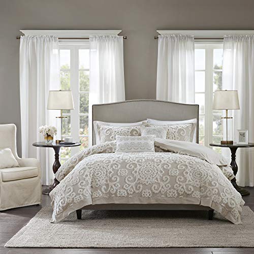 Harbor House 100% Cotton Duvet Set - Trendy Tufted Textured Design, All Season Cozy Bedding Modern Comforter Cover, Matching Shams, Suzanna Taupe King(106"x90") 3 Piece