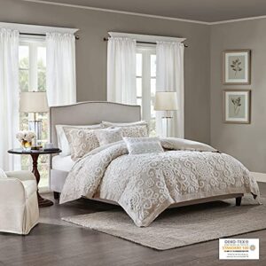 Harbor House 100% Cotton Duvet Set - Trendy Tufted Textured Design, All Season Cozy Bedding Modern Comforter Cover, Matching Shams, Suzanna Taupe King(106"x90") 3 Piece