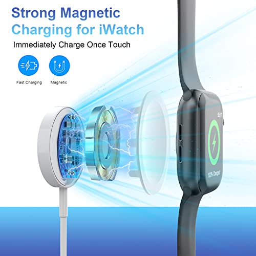 4-in-2 Apple Watch Charger Cable for Apple Watch/iPhone/Airpods, Watch Magnetic Charging Cable with iWatch Series SE/8/7/6/5/4/3/2 - Wireless Travel Watch Charger for AirPods 1/2/3/Pro&iPad Series
