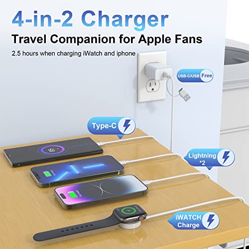 4-in-2 Apple Watch Charger Cable for Apple Watch/iPhone/Airpods, Watch Magnetic Charging Cable with iWatch Series SE/8/7/6/5/4/3/2 - Wireless Travel Watch Charger for AirPods 1/2/3/Pro&iPad Series