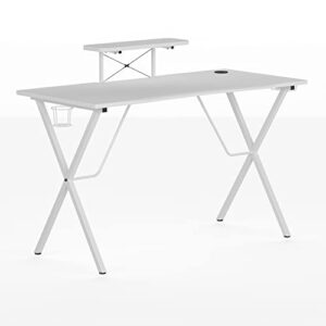 Flash Furniture Gaming Desk - White Computer Desk - 51.5" Gamers Table with Cup Holder, Headphone Hook, and Monitor/Smartphone Stand