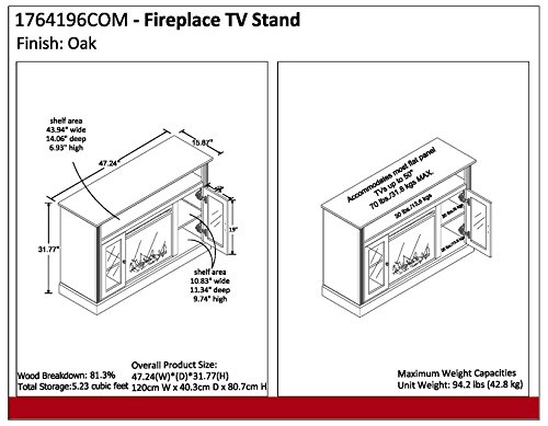 Ameriwood Home Chicago Electric Fireplace TV Console for TVs up to a 50", Natural