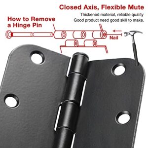 30 Pack Rounded Matte Black Door Hinges 3.5 Inch 5/8" Radius Interior 3 1/2 Inch Door Hinges Flat Iron Bifold Residential Standard Bedroom Indoor Door Hinges for Doors 3 ½"x 3 ½" Hardware Controls