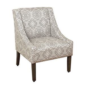 homepop modern swoop arm accent chair, gray geometric