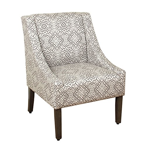 HomePop Modern Swoop Arm Accent Chair, Gray Geometric